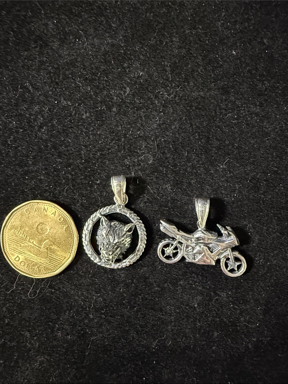 Sterling Silver Motorcycle or Wolf Pendant